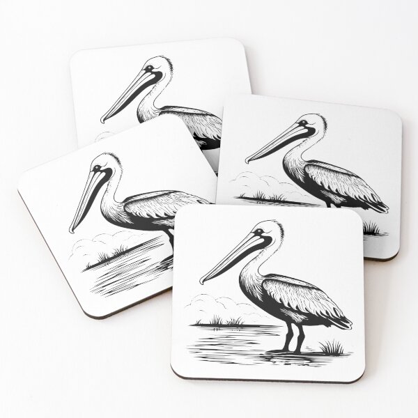 Item preview, Pelican Water Bird Seabird Coastal Fowl Aquatic White Pouch  designed and sold by inkoutninja.