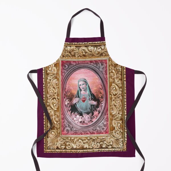 Item preview, Vintage image of Our Lady with sacred heart in heavy ornate frame designed and sold by PhaedraArt.