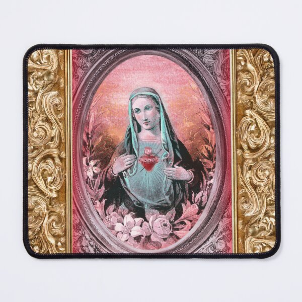 Item preview, Vintage image of Our Lady with sacred heart in heavy ornate frame designed and sold by PhaedraArt.