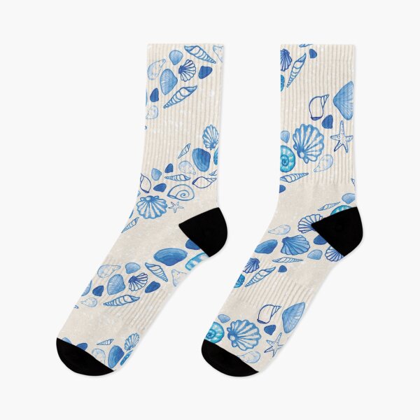 Item preview, Blue handpainted watercolor sea shell stripes designed and sold by Goddessart.