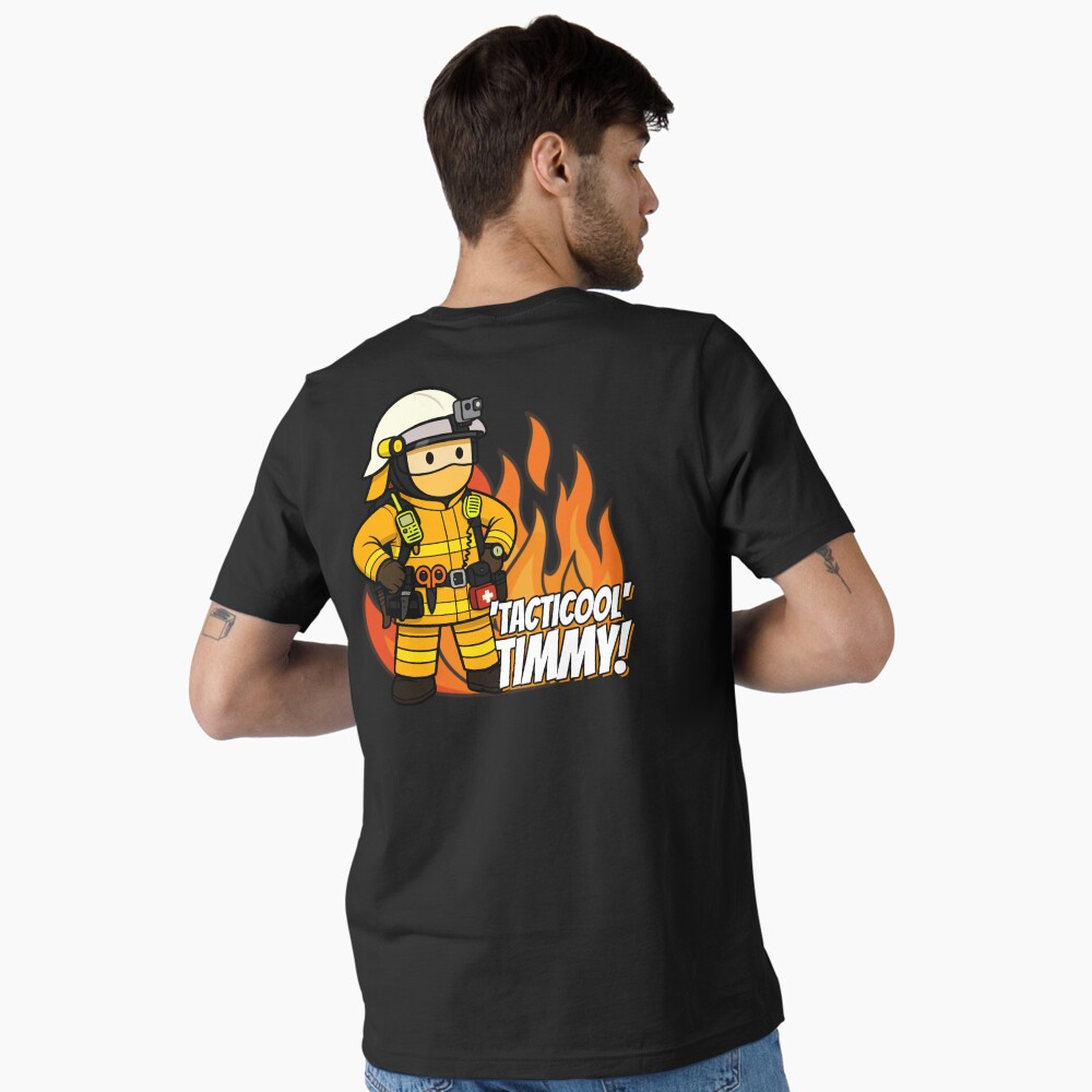 Vista previa del artículo con la obra «Camiseta esencial», diseñado y vendido por Flashover.