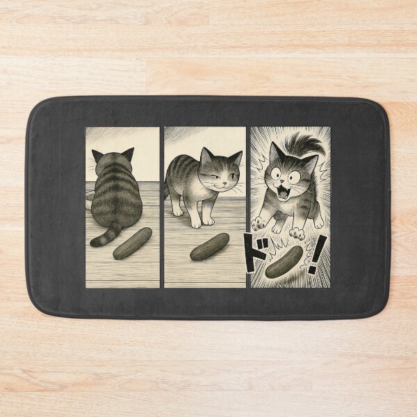 Item preview, Cucumber Cat Scare Meme | Japanese Manga Style 3-Panel Comic designed and sold by iamwonderkitty.