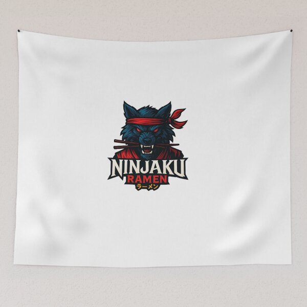 Item preview, Ninjaku Ramen Wolf Samurai Logo – Fierce Japanese Style Design designed and sold by Tlion.