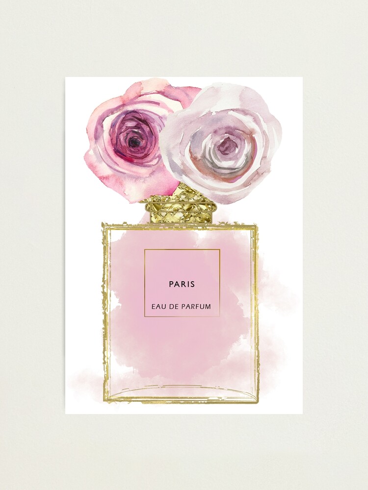 Pink & Gold Floral Fashion Perfume Bottle | Photographic Print