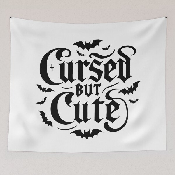 Item preview, Cursed but Cute, Spooky Quote for Goth Cuties (Black Design) designed and sold by Adorablehaunts.