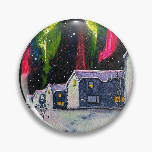 Item preview, Beneath the Northern Glow | Ink and Watercolor Painting designed and sold by Julie Wintertale.