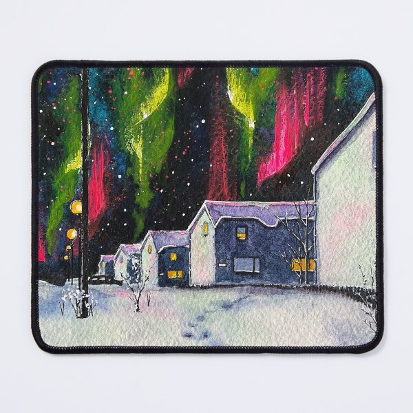 Item preview, Beneath the Northern Glow | Ink and Watercolor Painting designed and sold by Julie Wintertale.