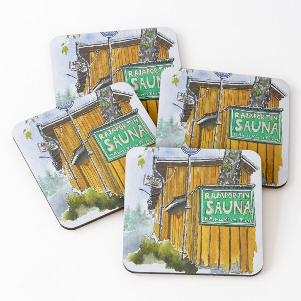 Item preview, Finnish Sauna | Ink and Watercolor Painting designed and sold by Julie Wintertale.