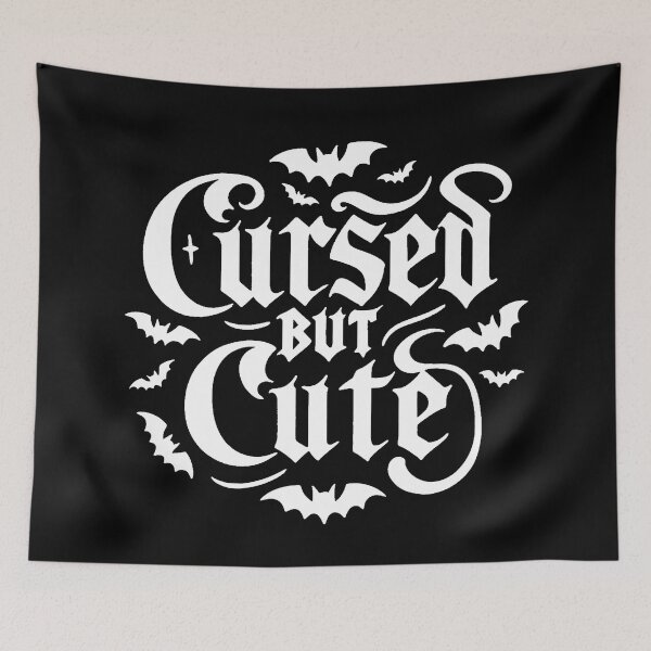Item preview, Cursed but Cute, Kawaii Goth Quote (White Version designed and sold by Adorablehaunts.