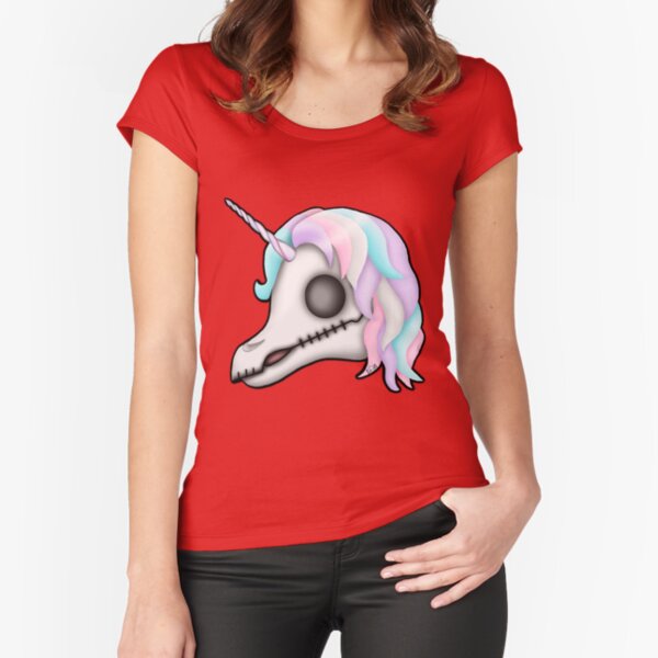 My Little Dead Unicorn | Unicorn Skull | Pastel Rainbow Fitted Scoop T-Shirt