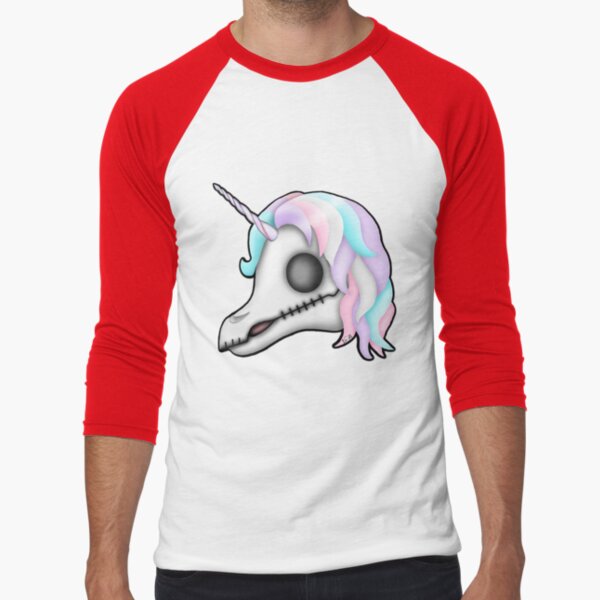 My Little Dead Unicorn | Unicorn Skull | Pastel Rainbow Baseball ¾ Sleeve T-Shirt