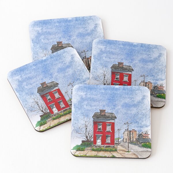 Item preview, The Red House in Covington | Watercolor Painting designed and sold by Julie Wintertale.
