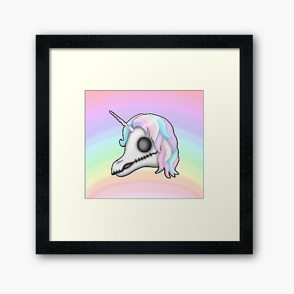 My Little Dead Unicorn | Unicorn Skull | Pastel Rainbow Framed Art Print