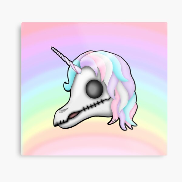 My Little Dead Unicorn | Unicorn Skull | Pastel Rainbow Metal Print