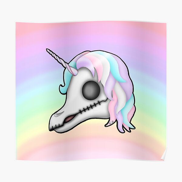 My Little Dead Unicorn | Unicorn Skull | Pastel Rainbow Poster