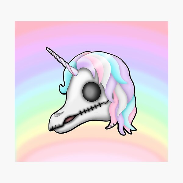 My Little Dead Unicorn | Unicorn Skull | Pastel Rainbow Photographic Print