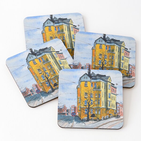Item preview, Yellow House in Helsinki | Watercolour Painting  designed and sold by Julie Wintertale.