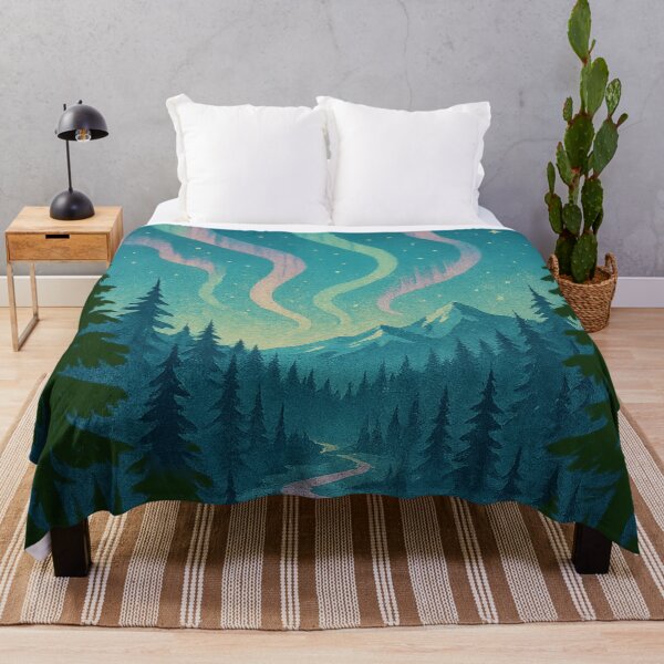 Item preview, Aurora Trails – Northern Lights Mountain Landscape designed and sold by ForestPainter.
