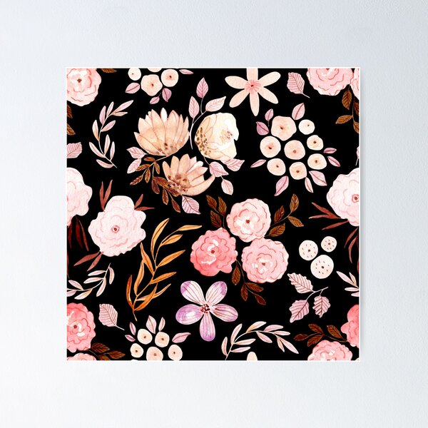 Aperçu de l'œuvre Robe trapèze élégante à motif floral aquarelle avec des fleurs roses et beiges douces créée et vendue par FestivityFinds.