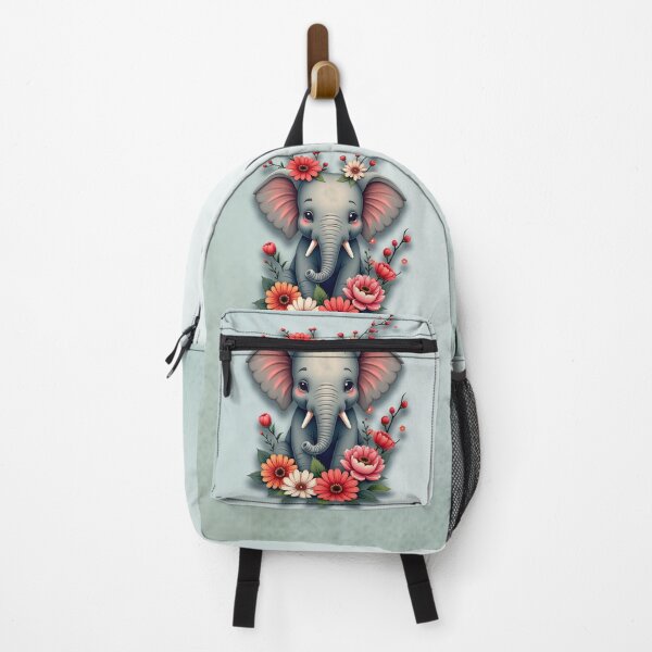 Item preview, A touch of summer: The baby elephant in a sea of ​​flowers.  designed and sold by nicky2342.