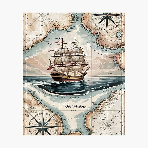 Item preview, Vintage Nautical Map with Maritime Charm designed and sold by Shop9999.