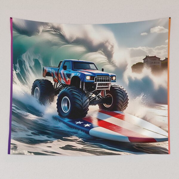 Item preview, Monster truck surfing comic-style sticker gift for fans #6. designed and sold by UrbanTRIP.