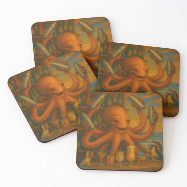 Item preview,  Octopus Bartender Shakes Up the Beach Bar designed and sold by ArtframeAnimals.