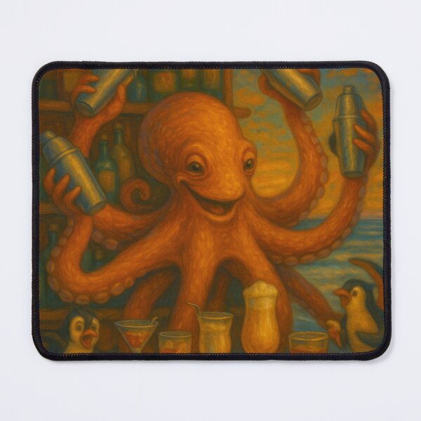 Item preview, Octopus Bartender Shakes Up the Beach Bar designed and sold by ArtframeAnimals.