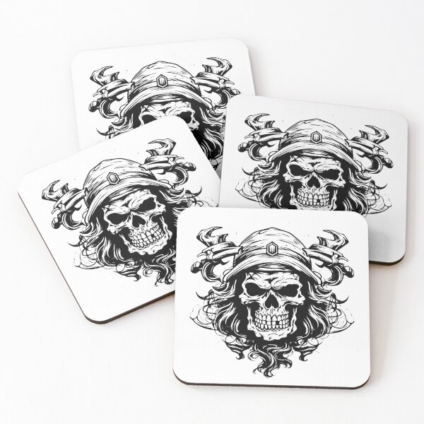 Item preview, Pirate Head Skull Captain Face Dead Skeleton Blackbeard designed and sold by inkoutninja.