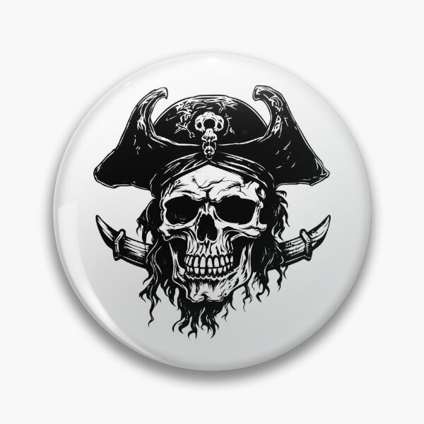 Item preview, Pirate Head Skull Captain Face Dead Skeleton Blackbeard designed and sold by inkoutninja.