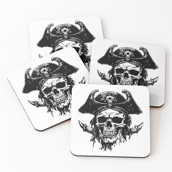 Item preview, Pirate Head Skull Captain Face Dead Skeleton Blackbeard designed and sold by inkoutninja.