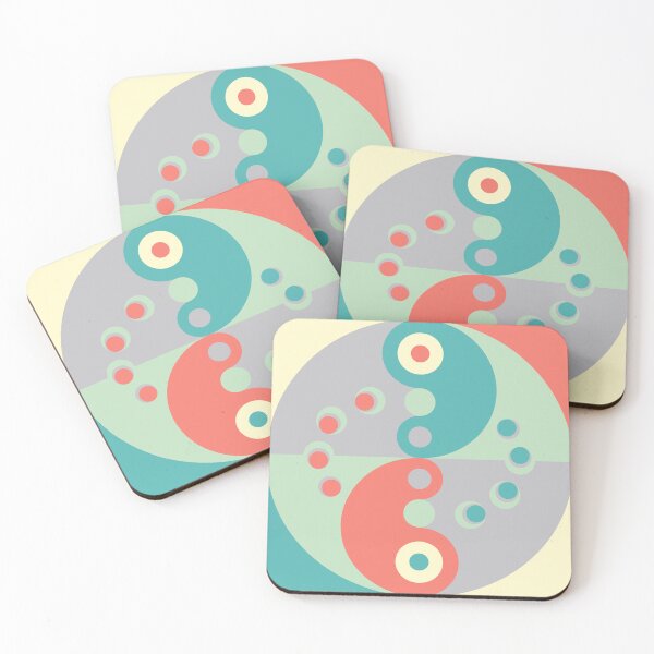 Item preview, Retro-Modern Design 6-4: Reciprocity – Coral Rose and Teal Blue designed and sold by SBVillard.