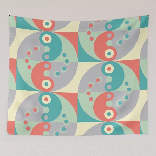 Item preview, Retro-Modern Design 6-4: Reciprocity – Coral Rose and Teal Blue designed and sold by SBVillard.