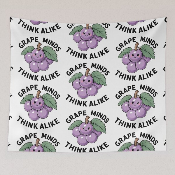 Item preview, Grape Minds Think Alike – Funny Fruit Pun Art designed and sold by Ink on Thread.