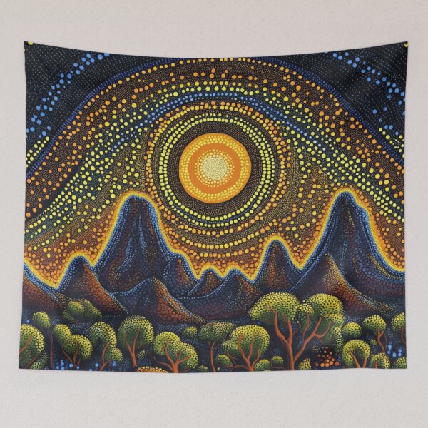 Item preview, Aboriginal Inspired Dot Art - Warrumbungle National Park At Night designed and sold by GrinGalore.