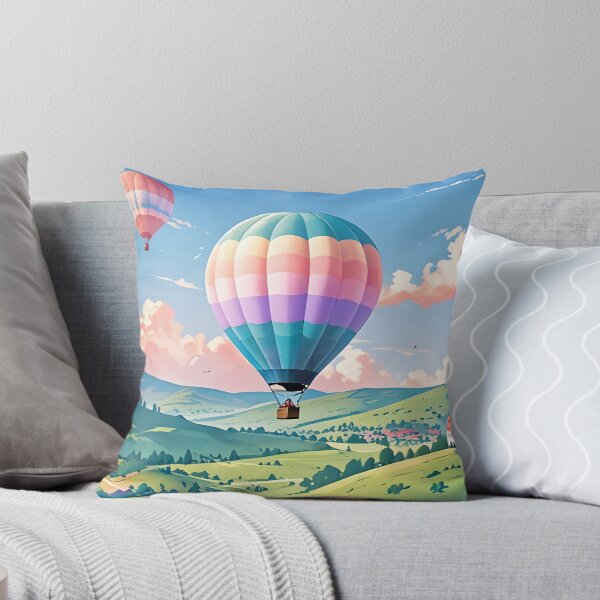 Item preview, A hot air balloon floating over a vibrant countryside, pastel hues designed and sold by johndesignwaves.