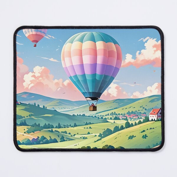 Item preview, A hot air balloon floating over a vibrant countryside, pastel hues designed and sold by johndesignwaves.