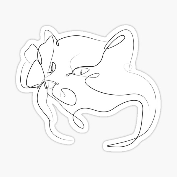 Item preview, Butterfly Kissing Cat Line Art designed and sold by AsimetRiz.