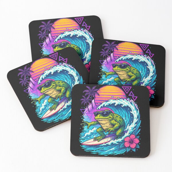 Item preview, Funny Frog Surfer Wave Summer Retro designed and sold by TomFrontierArt.