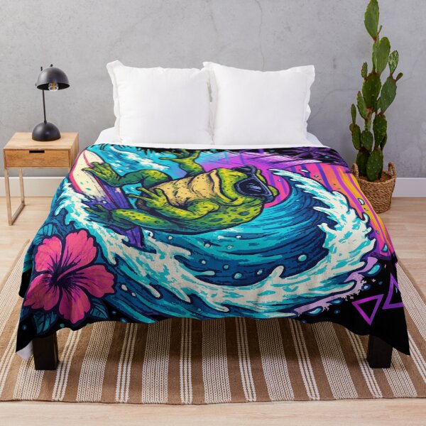 Item preview, Funny Frog Surfer Wave Summer Retro designed and sold by TomFrontierArt.