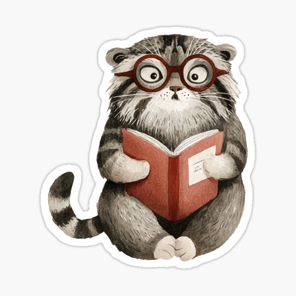 Item preview, Watercolor pallas cat | Cat book lover | Otocolobus manul | Reader life | Cute manul cat 3 designed and sold by Yaremchuk.
