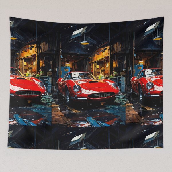 Item preview, Italian Classic Sports Car In Vintage Wooden Workshop designed and sold by RevUpDesign.