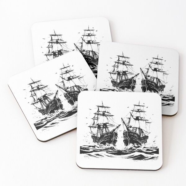 Item preview, Pirate Ship Battle Stormy Seas Galleon Vessel Ocean Tempest designed and sold by inkoutninja.