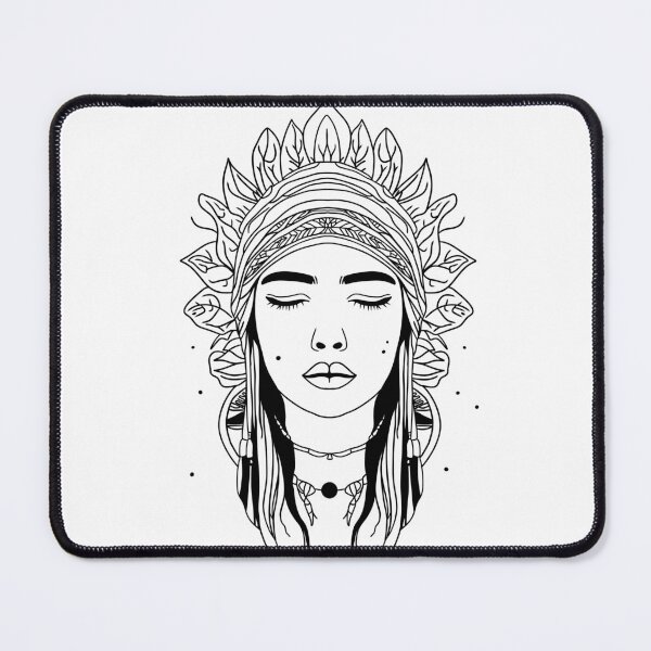 Item preview, Sacred Serenity Boho Line Art Portrait of Peace designed and sold by OhMiGosh.