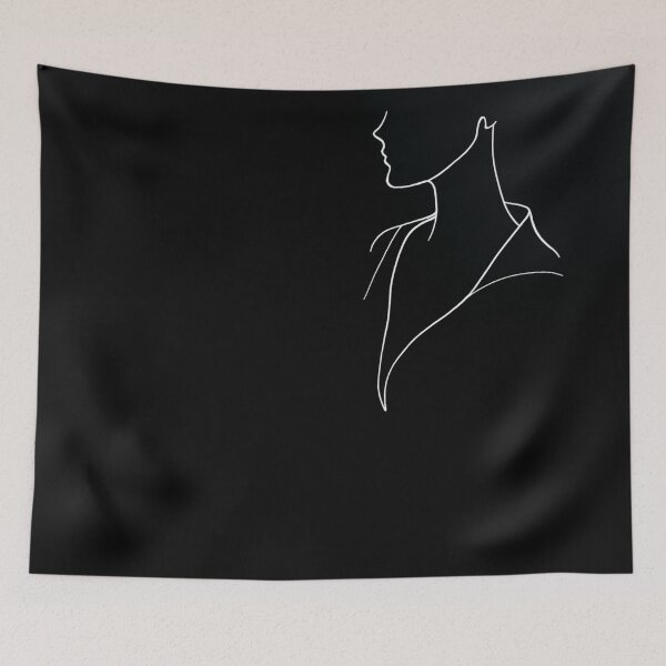 Item preview, Minimalist Female Silhouette with Collar – Elegant One Line Drawing on Black Background designed and sold by Patricks-Art.