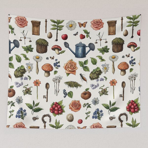 Item preview, Garden Magic With Butterflies, Mushrooms And Bloom designed and sold by Piotrek0001.