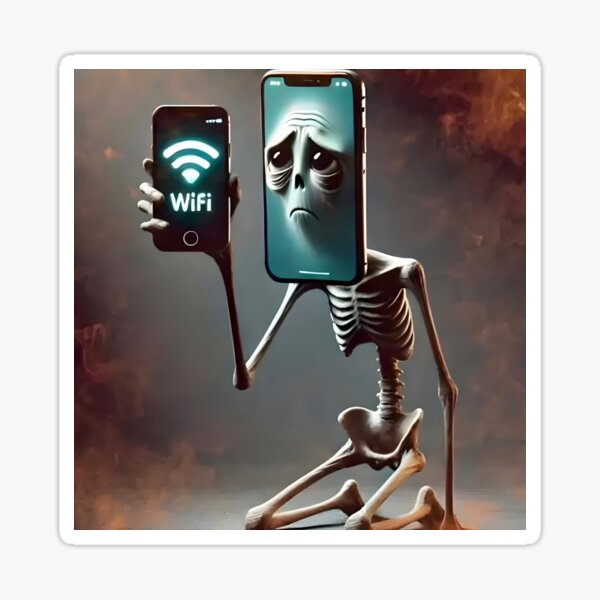Item preview, Wifi Skeleton – Italian Brainrot Meme Character designed and sold by EmeraldeaArt.