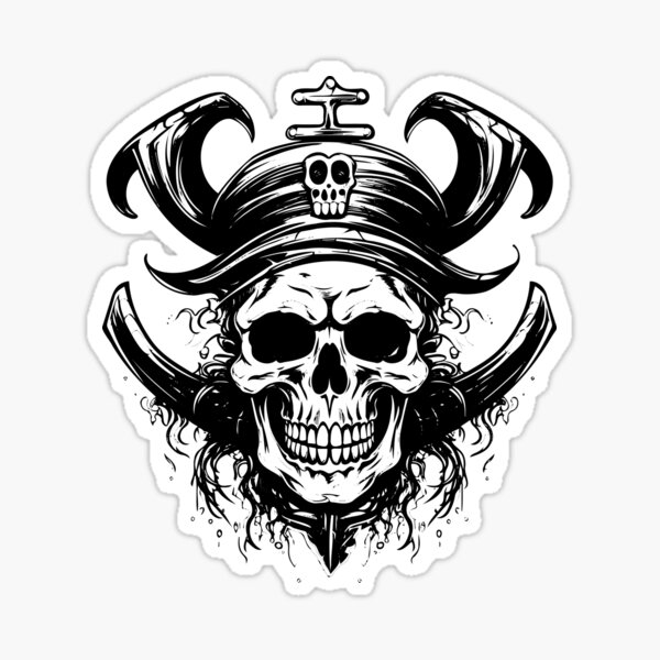 Item preview, Pirate Skull Head Captain Anchor Sea Skeleton Blackbeard designed and sold by inkoutninja.