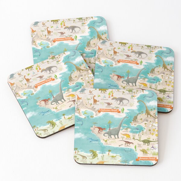 Item preview, Prehistoric World Map - Mesozoic Era - Dinosaurs and Plants designed and sold by QatlasMap Shop.