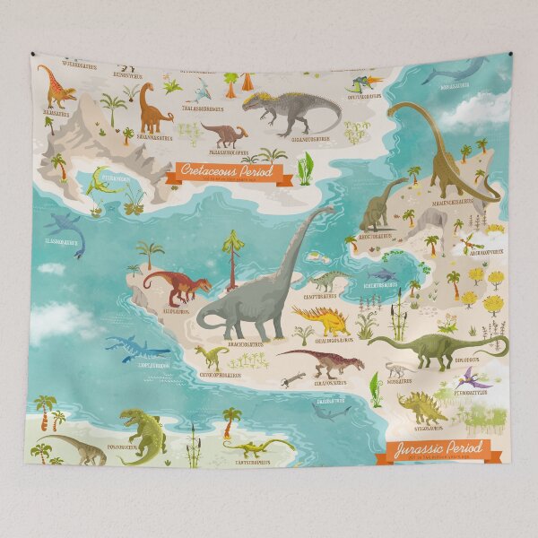 Item preview, Prehistoric World Map - Mesozoic Era - Dinosaurs and Plants designed and sold by QatlasMap Shop.